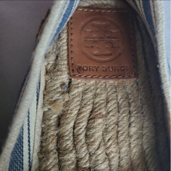 Tory Burch Canvas Cream and Brown Espadrilles Size 6 - Picture 8 of 9